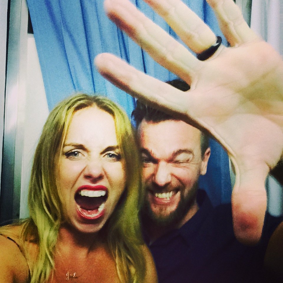 Jada and Jon pulling faces in a selfie