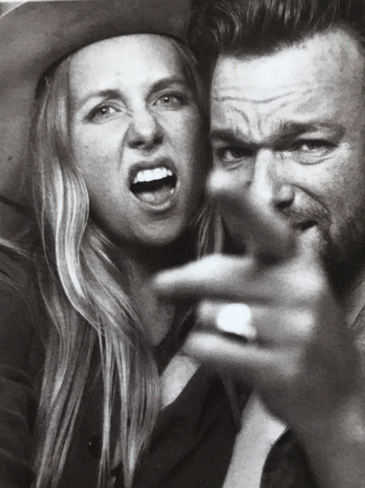 Jada and Jon on black and white film