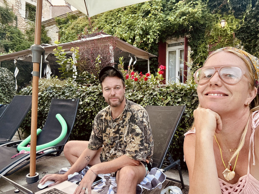 Jon and Jada by the pool