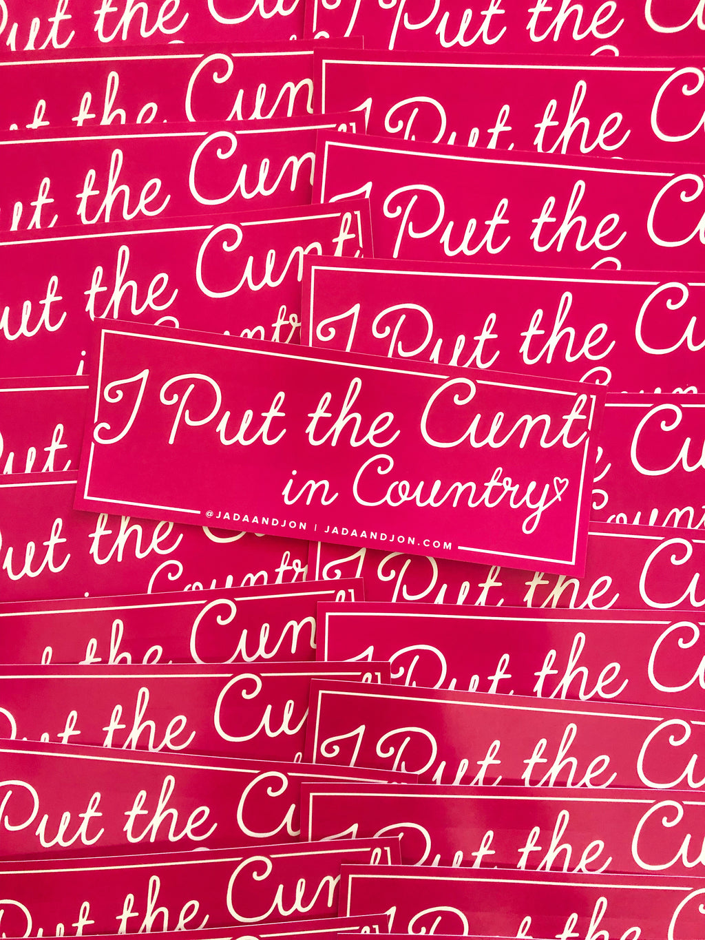 I Put the Cunt in Country Pink Bumper Sticker