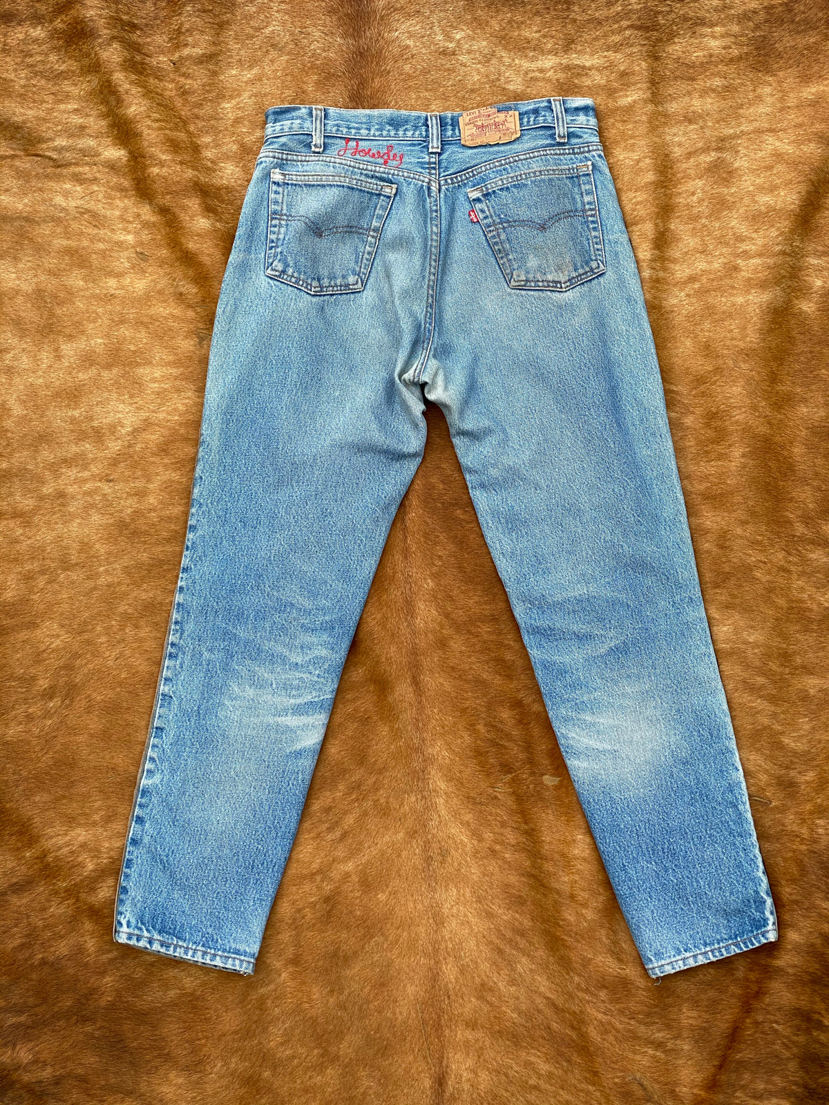 Black hide and leather chap Levi jeans
