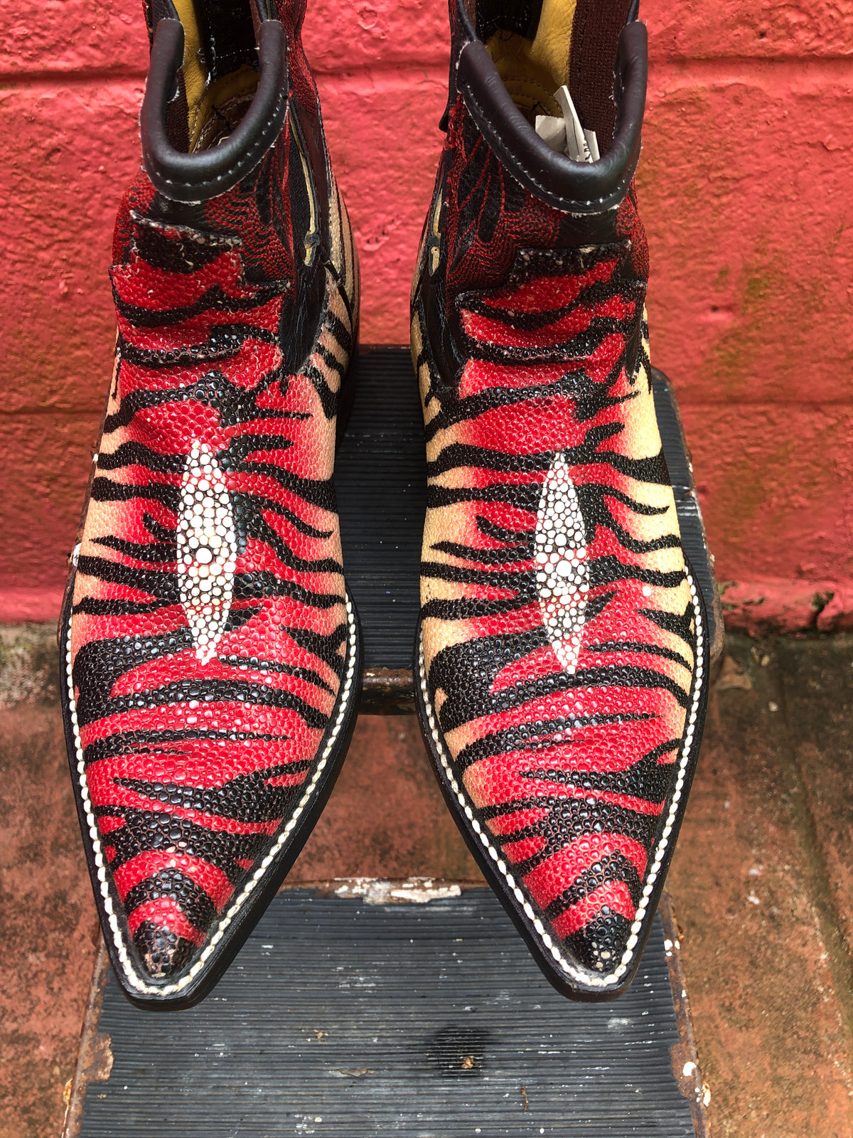 Hand painted stingray ankle cowboy boots