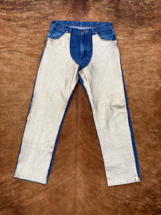Wrangler gold leather chap jeans